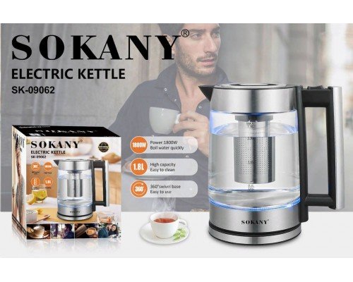 Электрочайник SOKANY SK-09062 1,7 л, 1500 Вт, автоматическое отключение