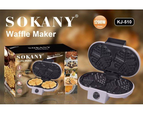 Вафельница Sokany KJ-510 1200 Вт, антипригарное покрытие