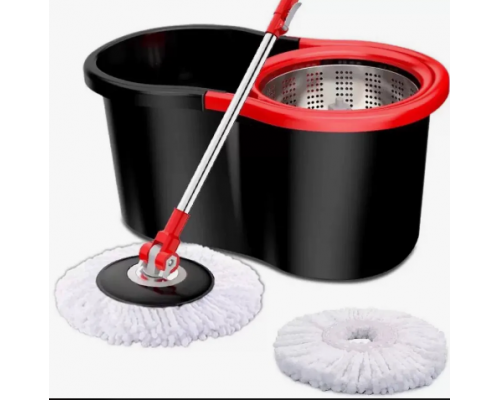 Швабра Spin Mop 360 black Top Kitchen, вращающаяся микрофибра, телескопическая ручка
