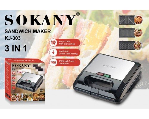Вафельница-сэндвичница Sokany KJ-303 3 в 1