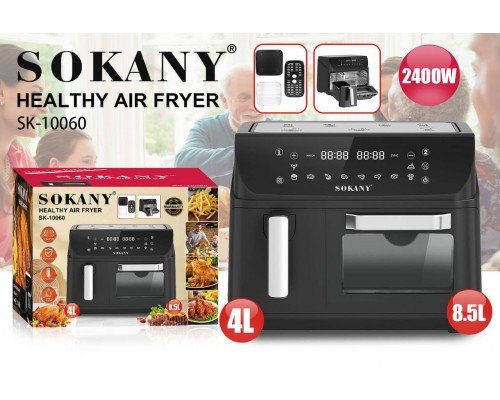 Аэрофритюрница Sokany SK-10060, 2 чаши, 10 программ